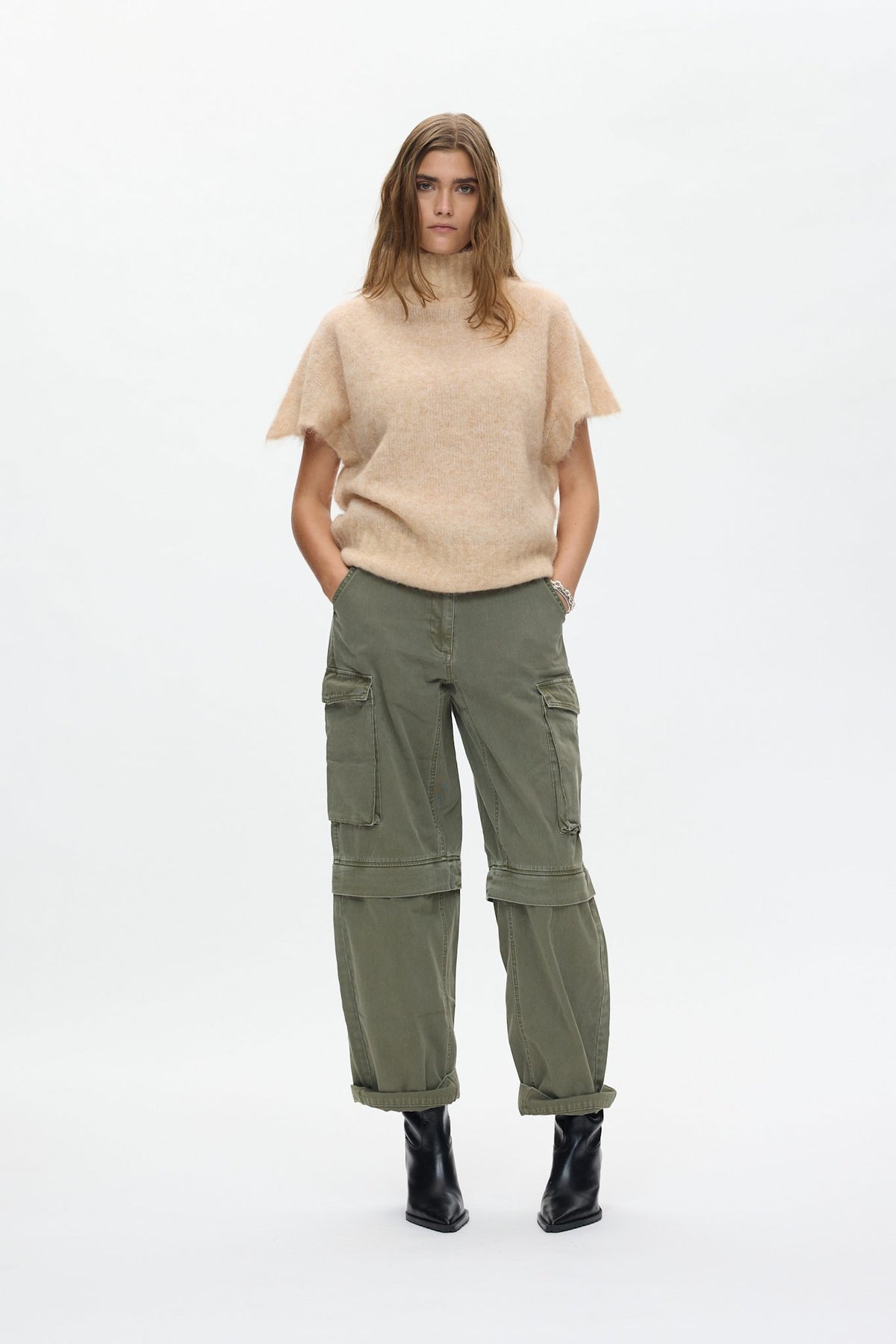 Asna - Superlight knit tunic top I Light camel