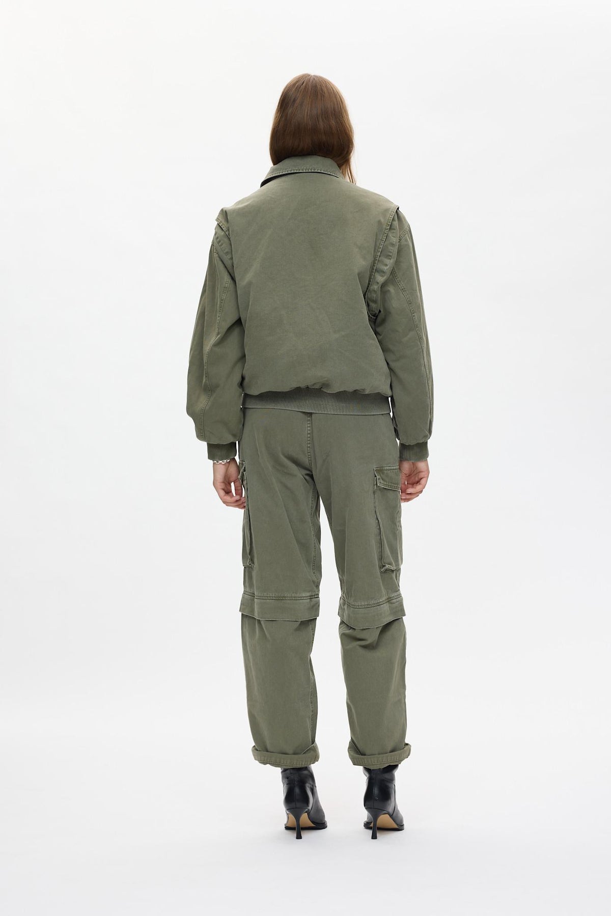 Ezmira - Canvas padded bomber I Washed sage