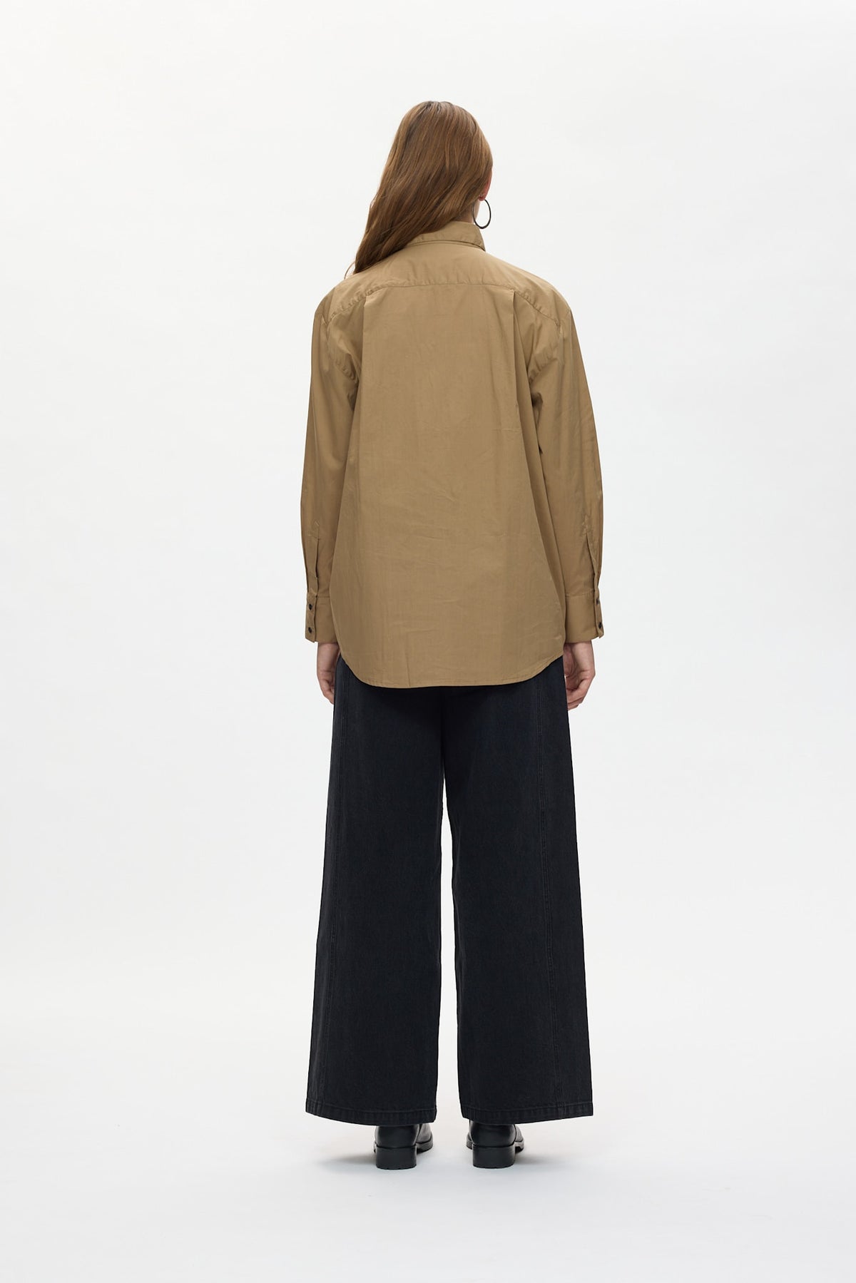 Dim - Poplin front frill shirt I Havanna brown
