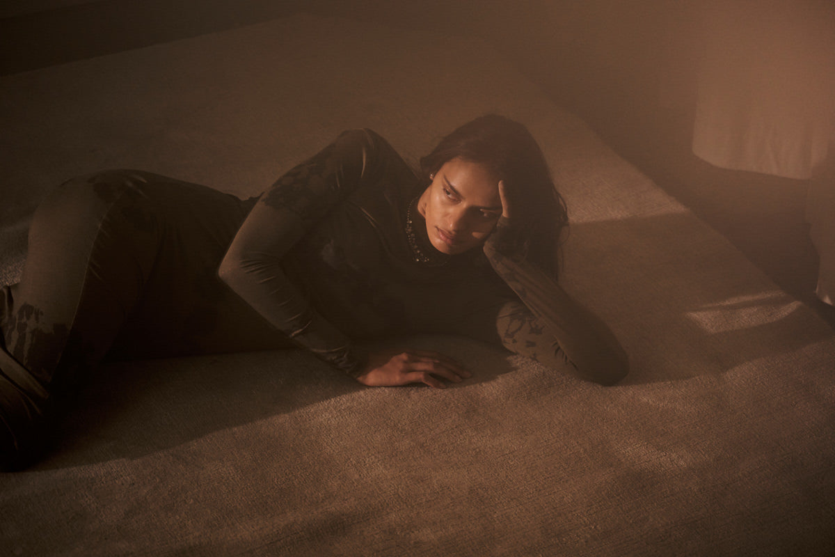 Lykka - Cosmic long jersey dress I Timber combo