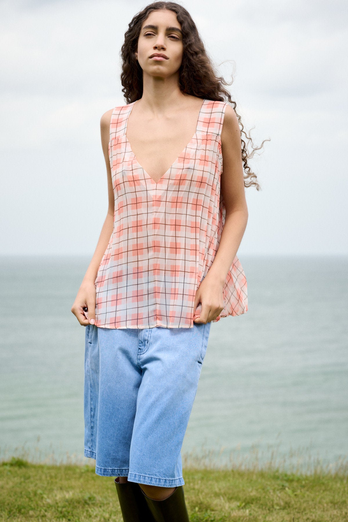 Raha - Denim light wide shorts I Light washed denim