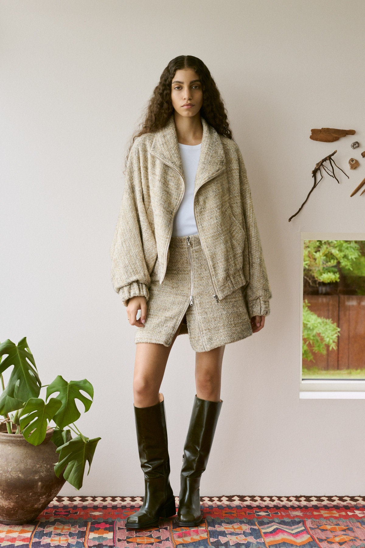 Hareem - Boucle check jacket I Powder check