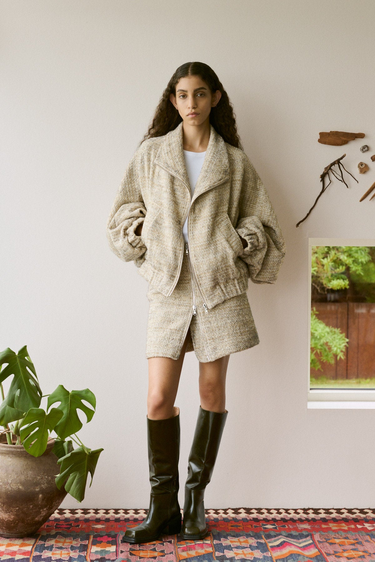 Hareem - Boucle check jacket I Powder check