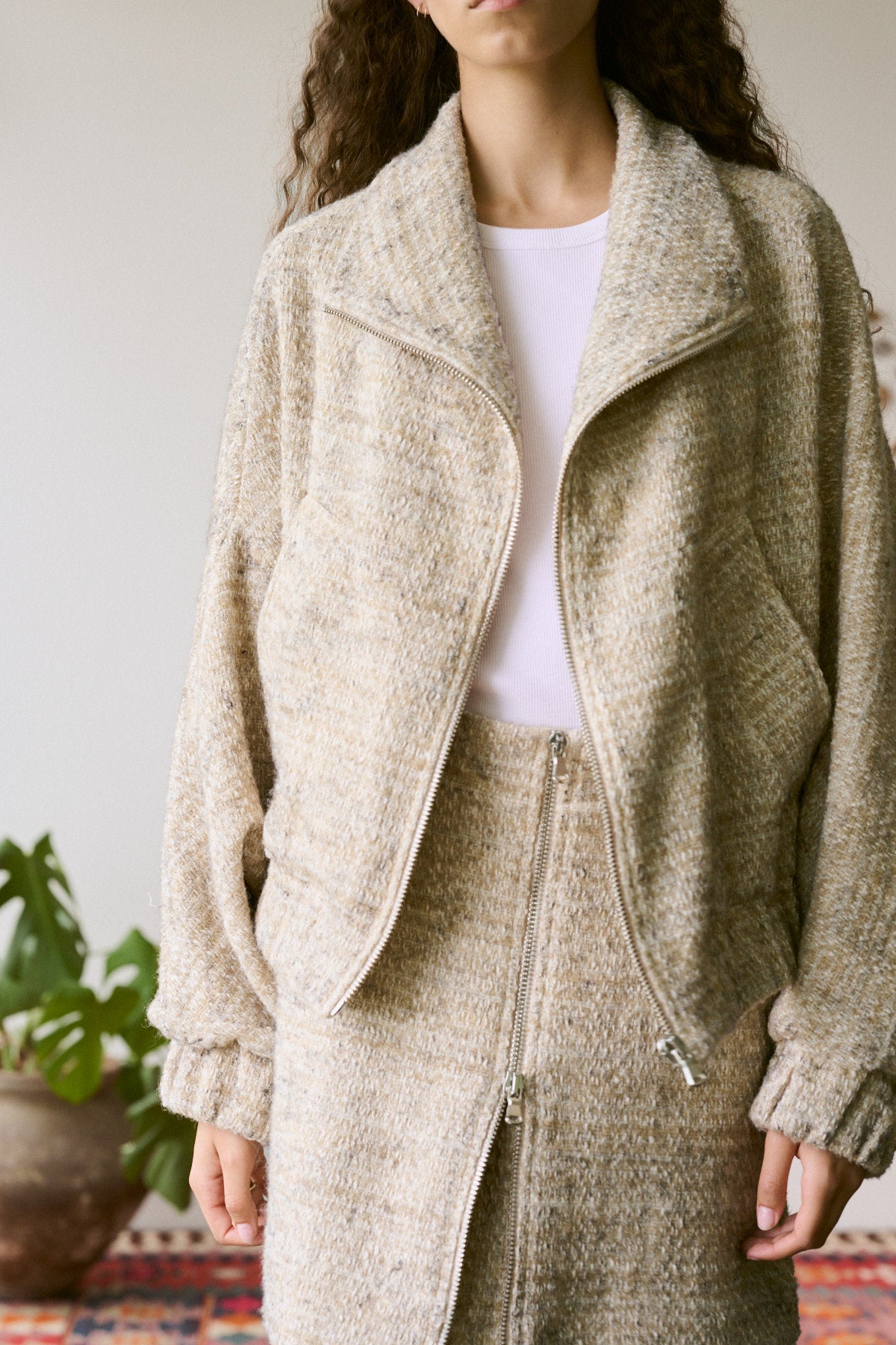 Hareem - Boucle check jacket I Powder check