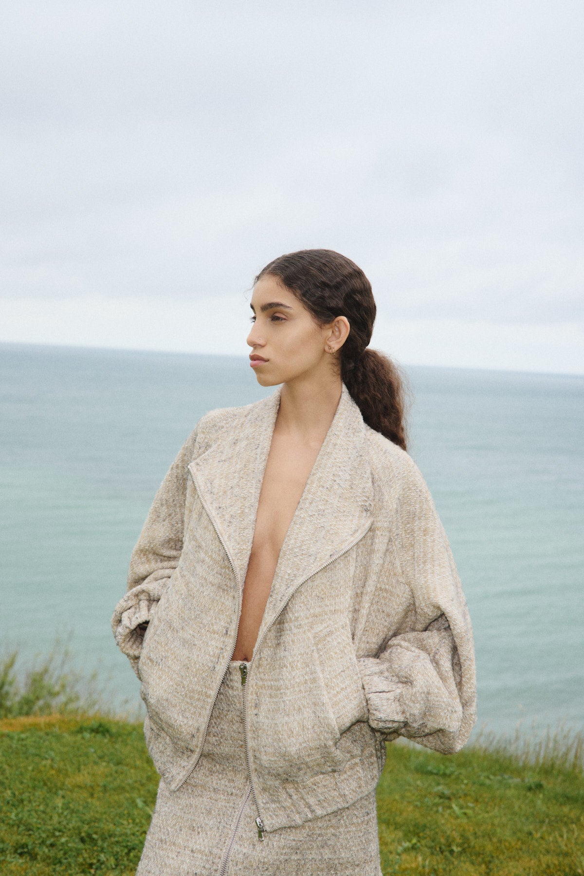 Hareem - Boucle check jacket I Powder check