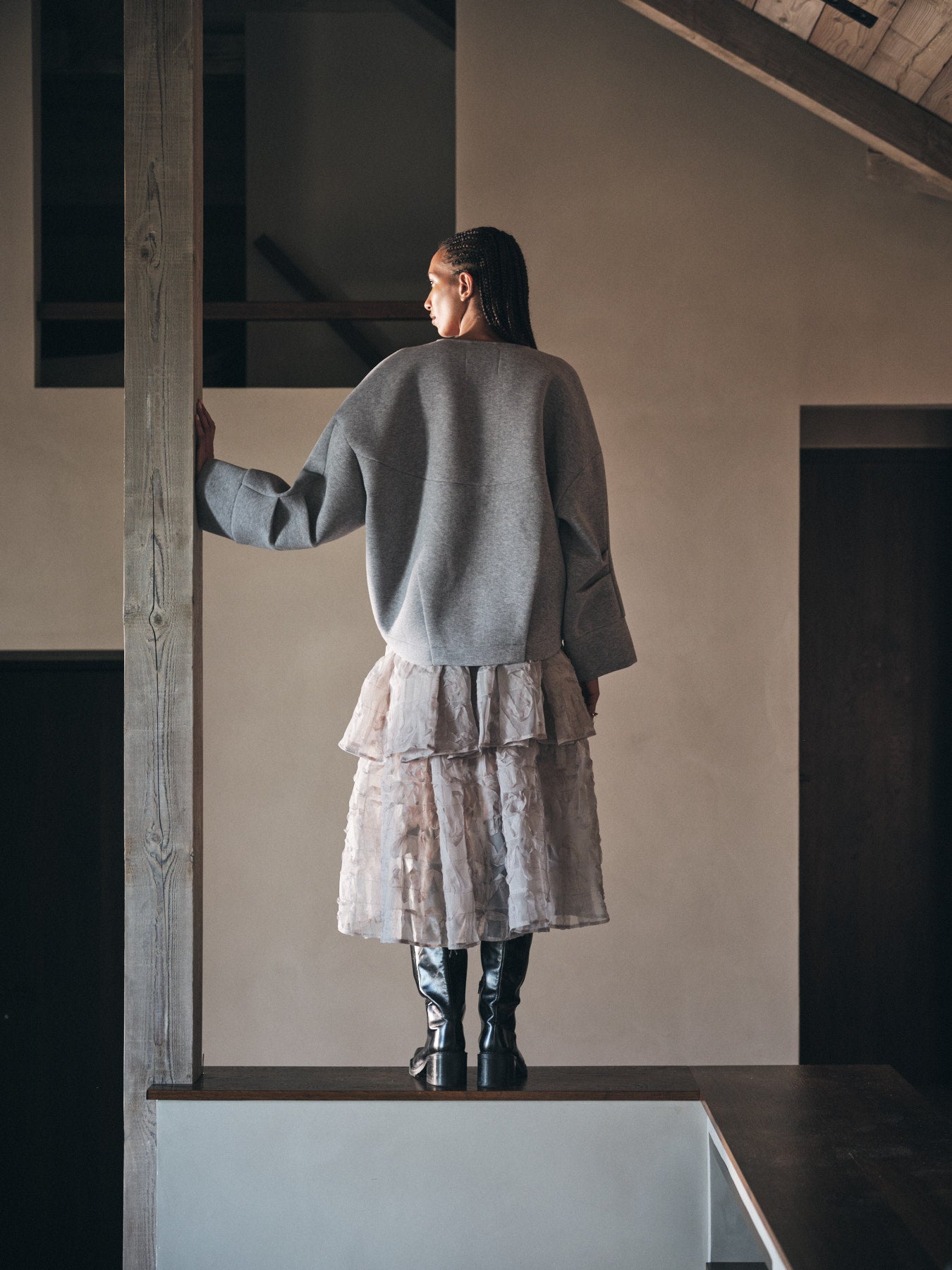 Sibora - Splash netting skirt I Silver grey