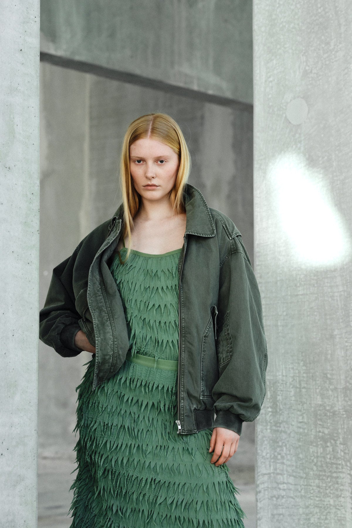 Ezmira - Canvas padded bomber I Washed sage