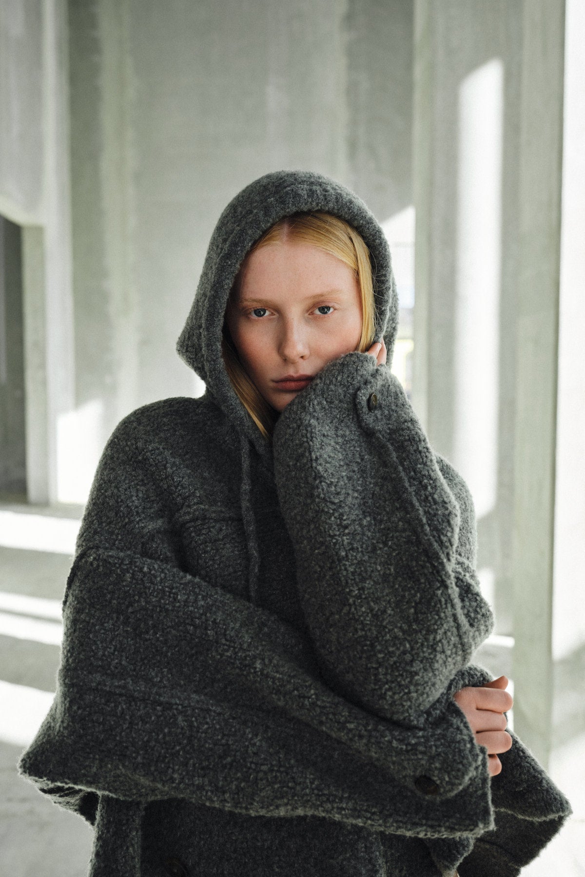 Sinika - Sheep knit hood I Grey melange