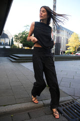 Enel - Papery parallel pants I Black