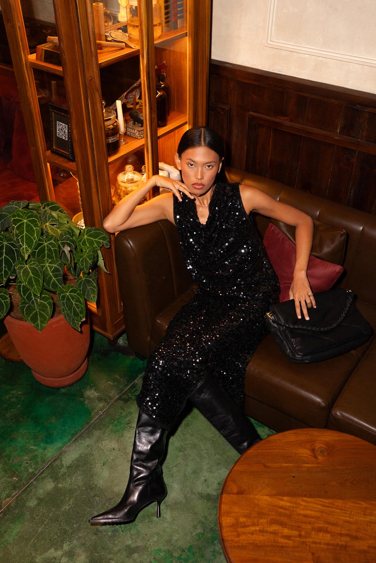 Liana - Sequin skirt I Black