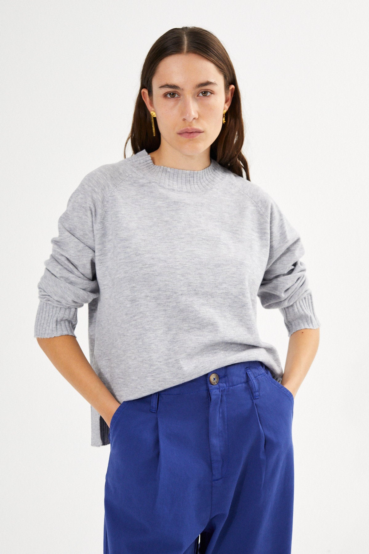 Knit lounge boxy sweater - Ruca I Mole melange