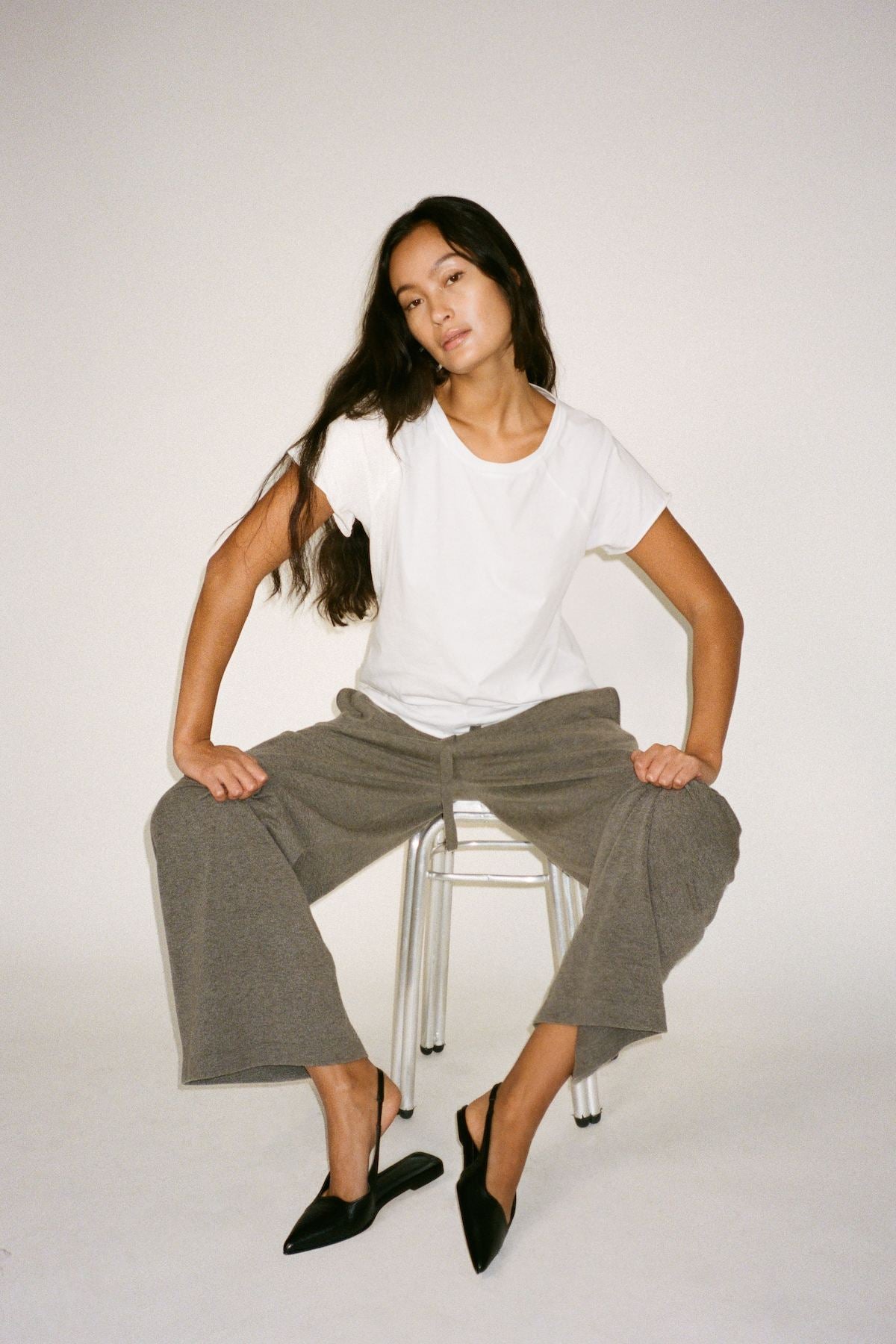 Filine - Knit lounge wide pants I Mole melange
