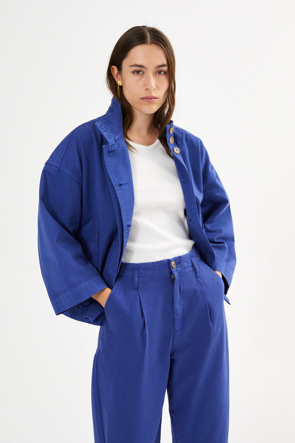 Canvas light pleat pant - Raina I Workwear blue