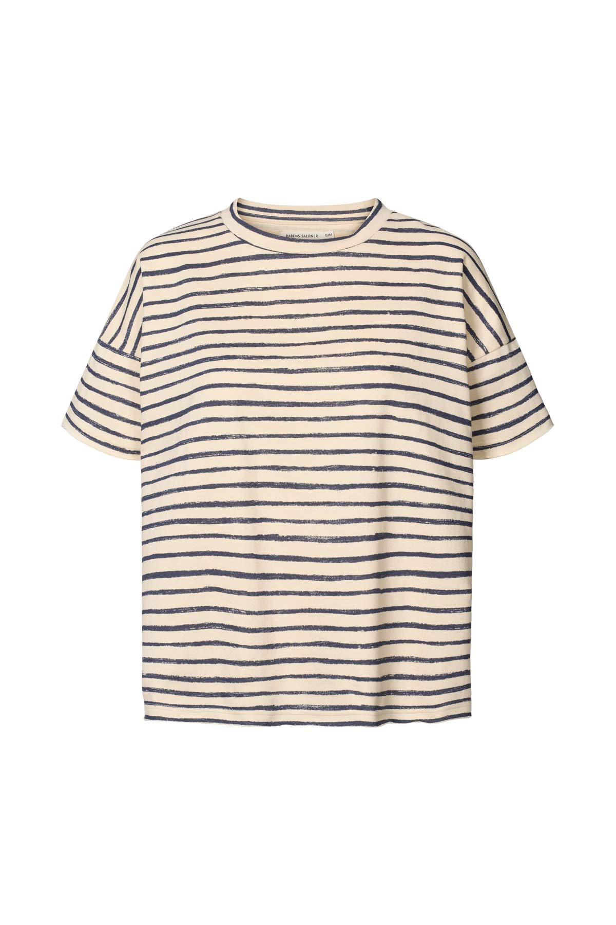 Light stretch cropped t-shirt - Margot I Oyster navy stripe