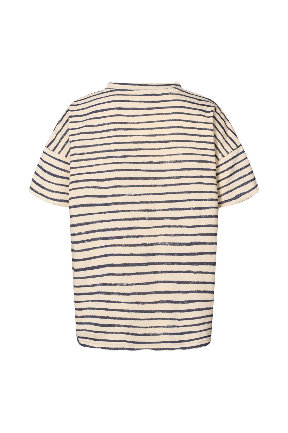 Light stretch cropped t-shirt - Margot I Oyster navy stripe