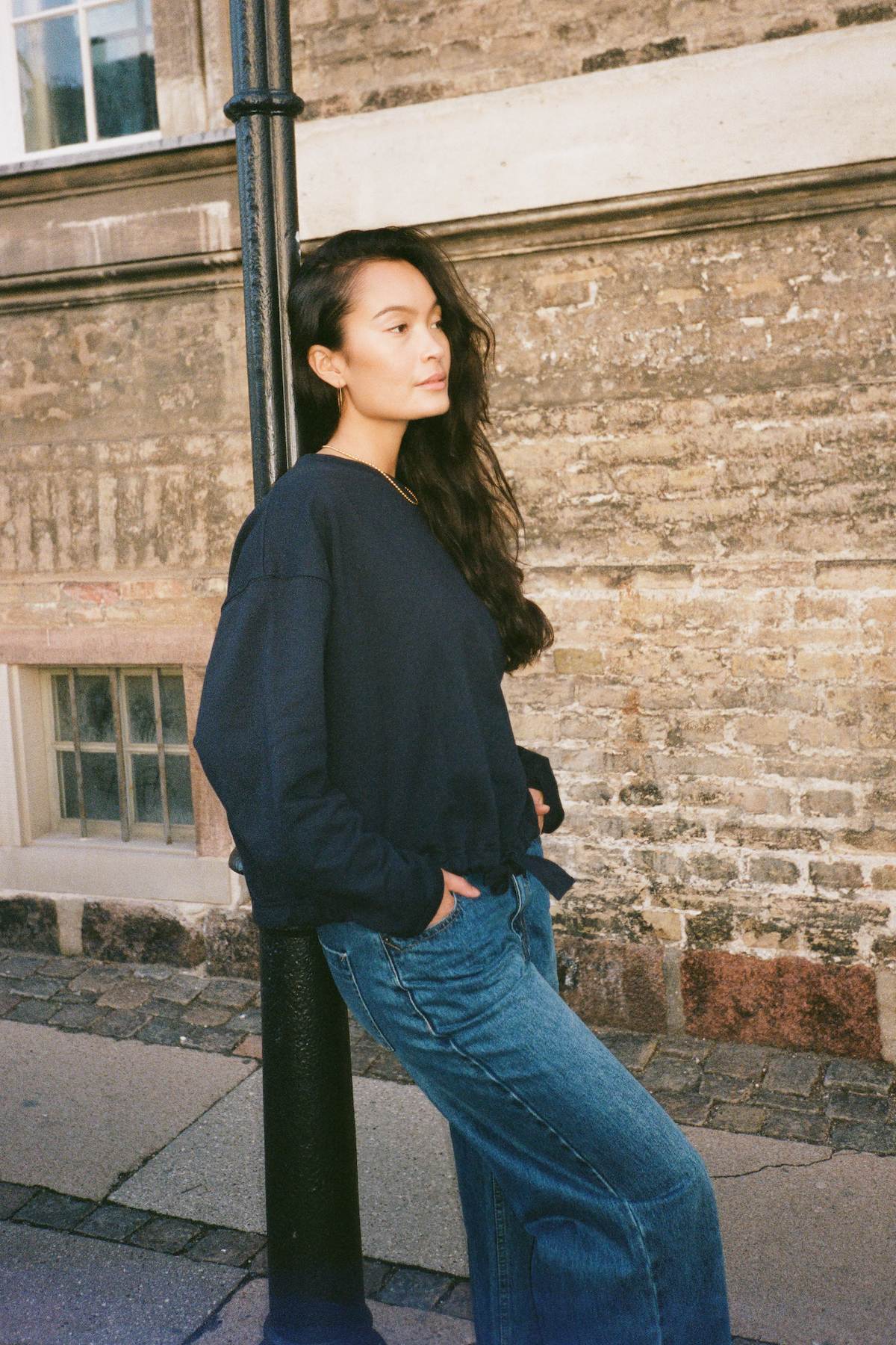 Sweat drawstring top - Sheela I Navy