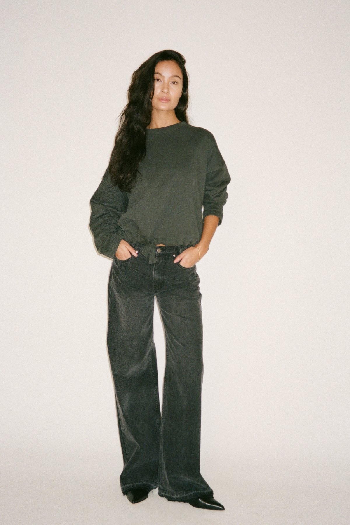 Sweat drawstring top - Sheela I Faded black
