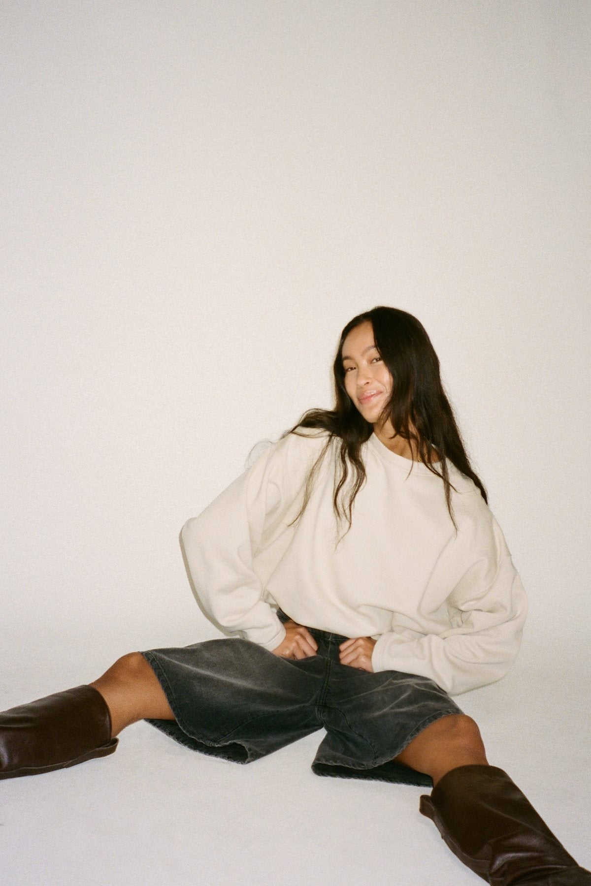 Sweat drawstring top - Sheela I Oyster