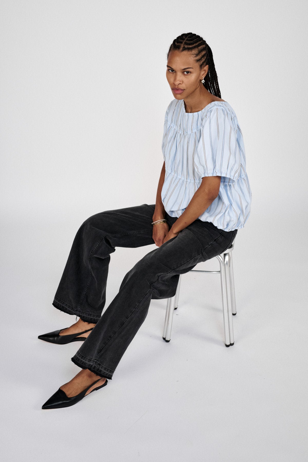 Denim black straight pants - Fellini I Washed black denim