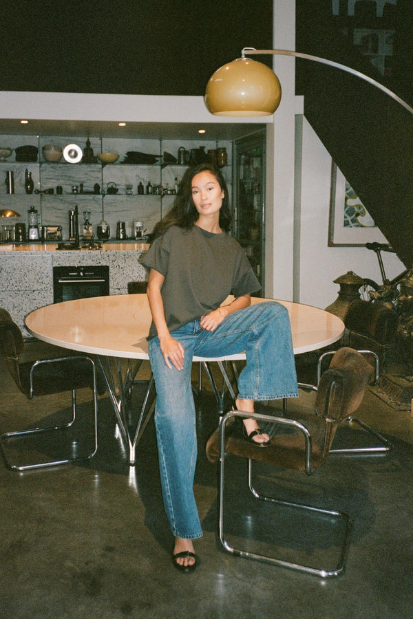 Light stretch cropped t-shirt - Margot I Faded black