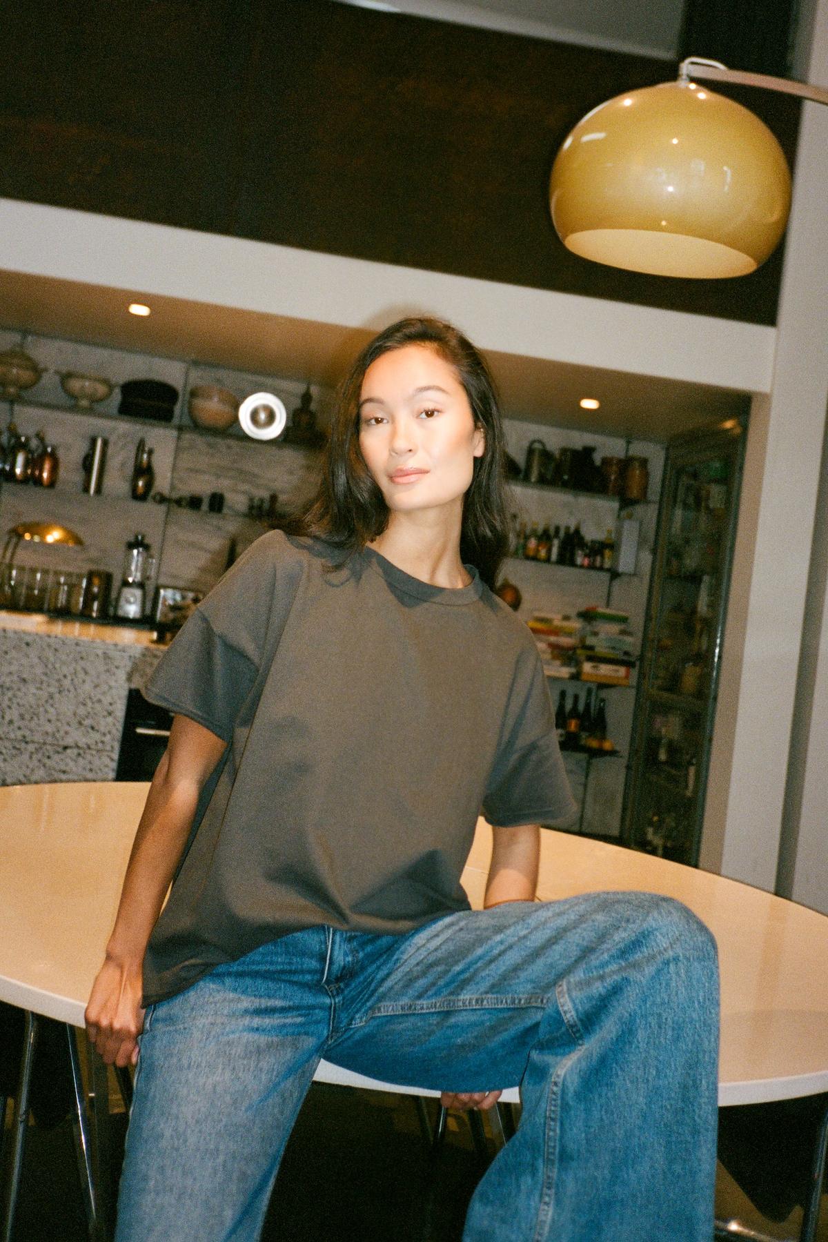 Light stretch cropped t-shirt - Margot I Faded black