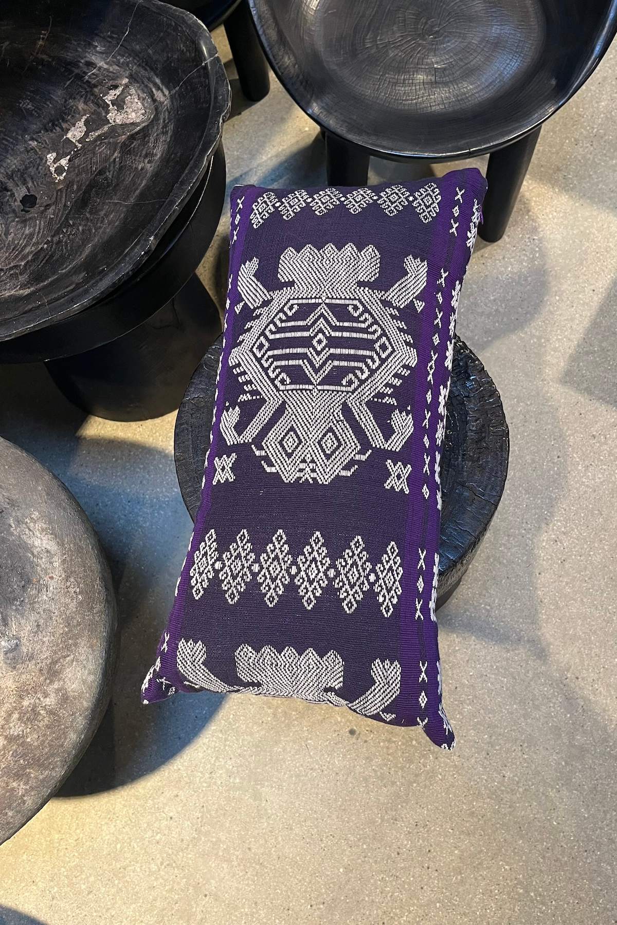 Long handmade pattern pillow - Rabens Apartment I Purple Combo