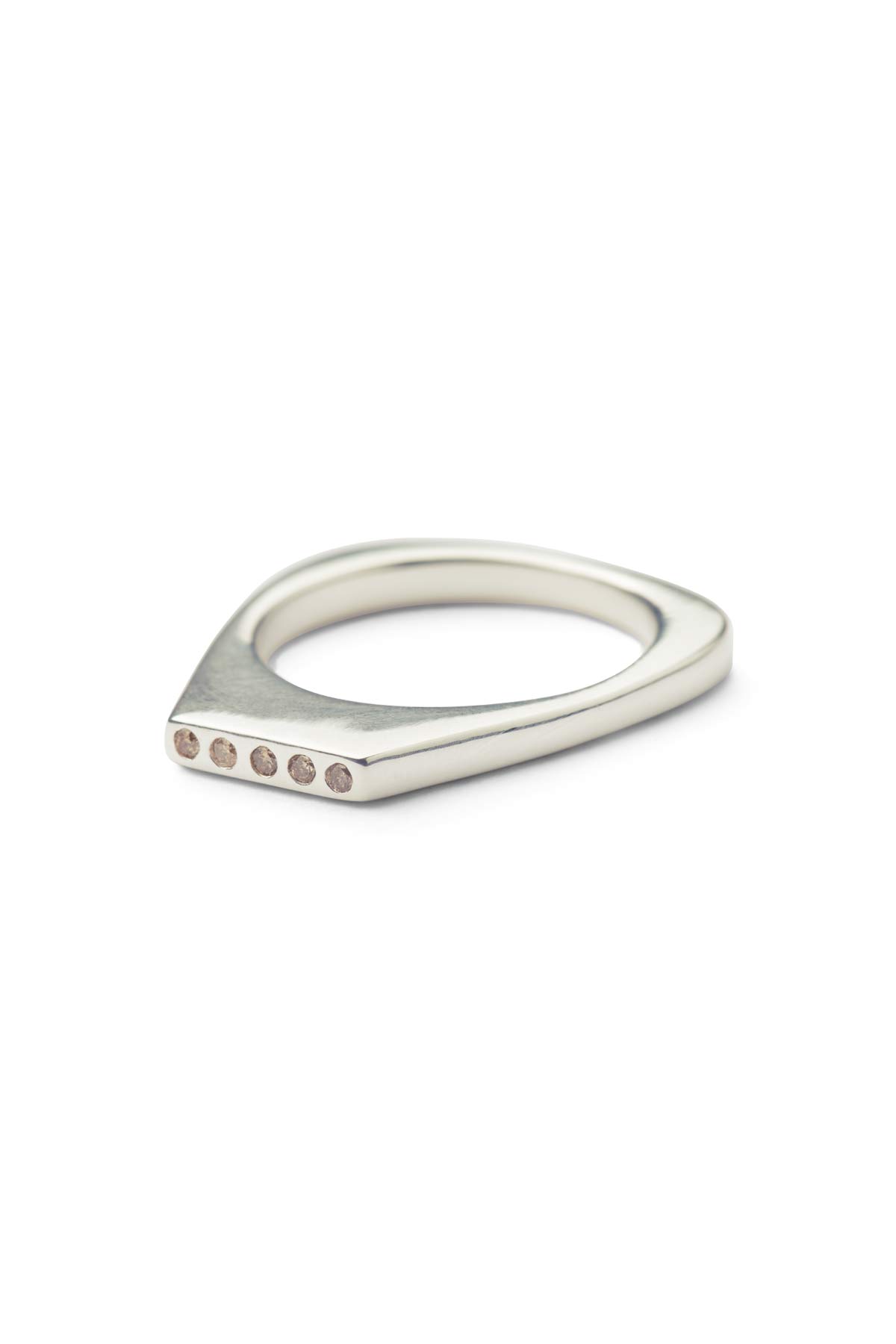 Diamond ring medium - Rabens Momento I Silver w/ Champaign diamond