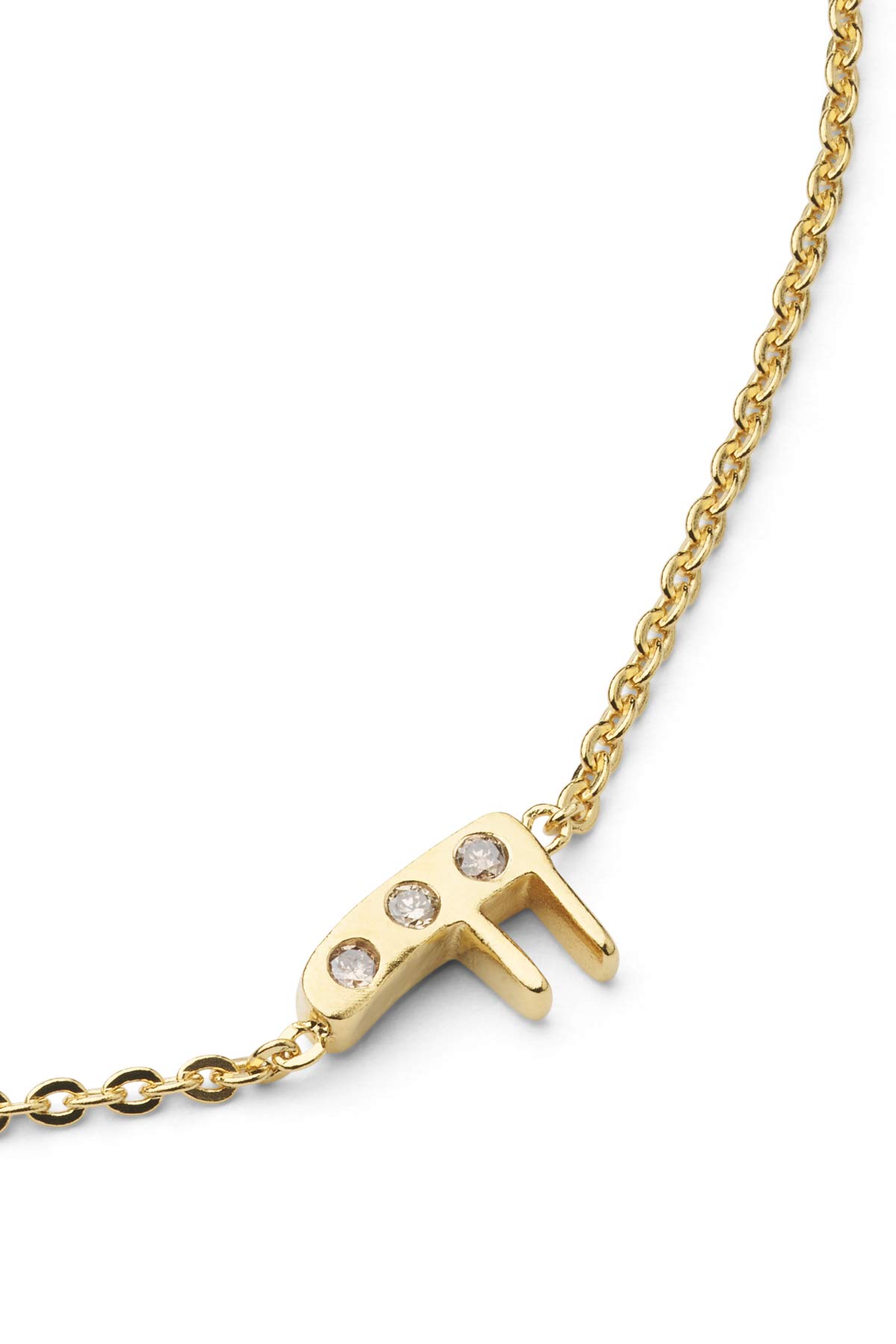 Diamond letter necklace - Rabens Momento I Gold w/ Champagne diamond