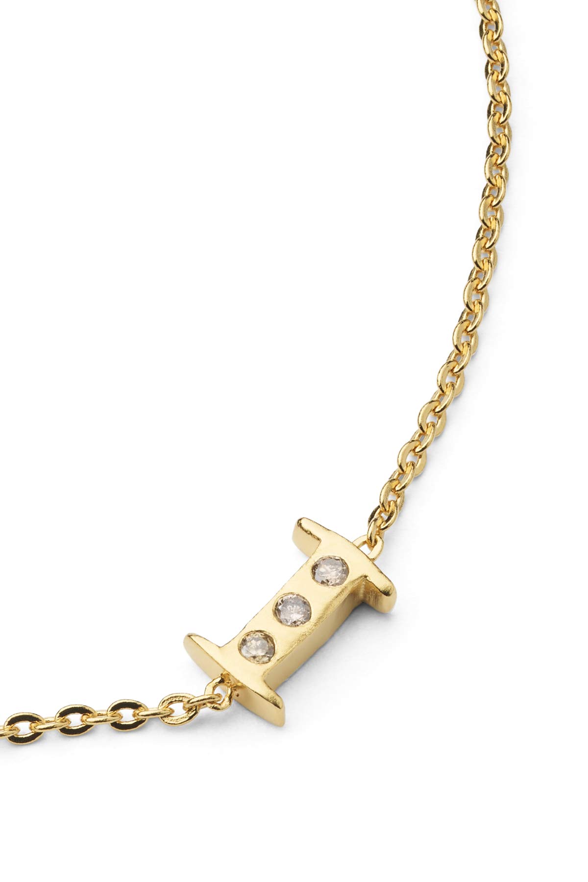Diamond letter necklace - Rabens Momento I Gold w/ Champagne diamond