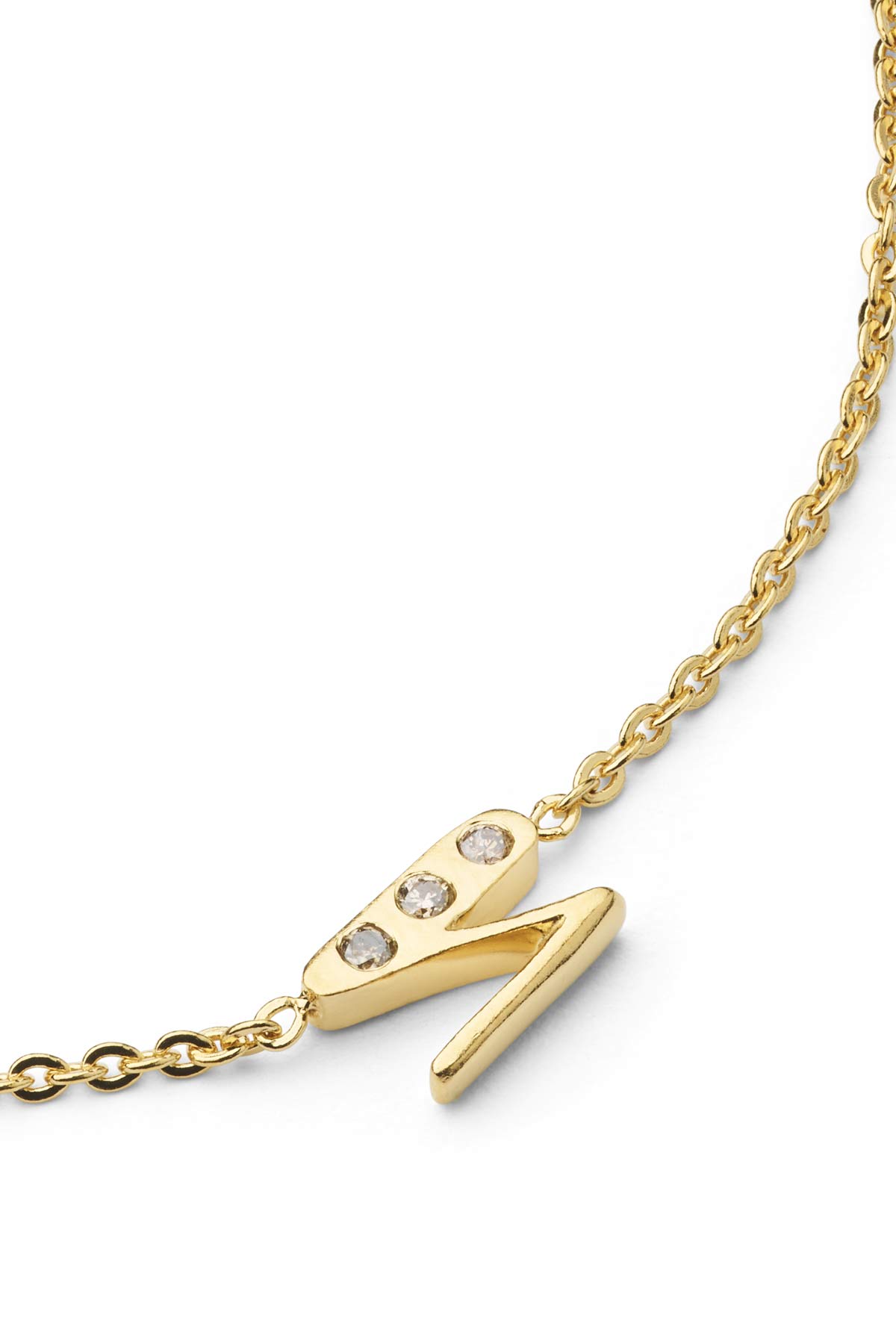 Diamond letter necklace - Rabens Momento I Gold w/ Champagne diamond