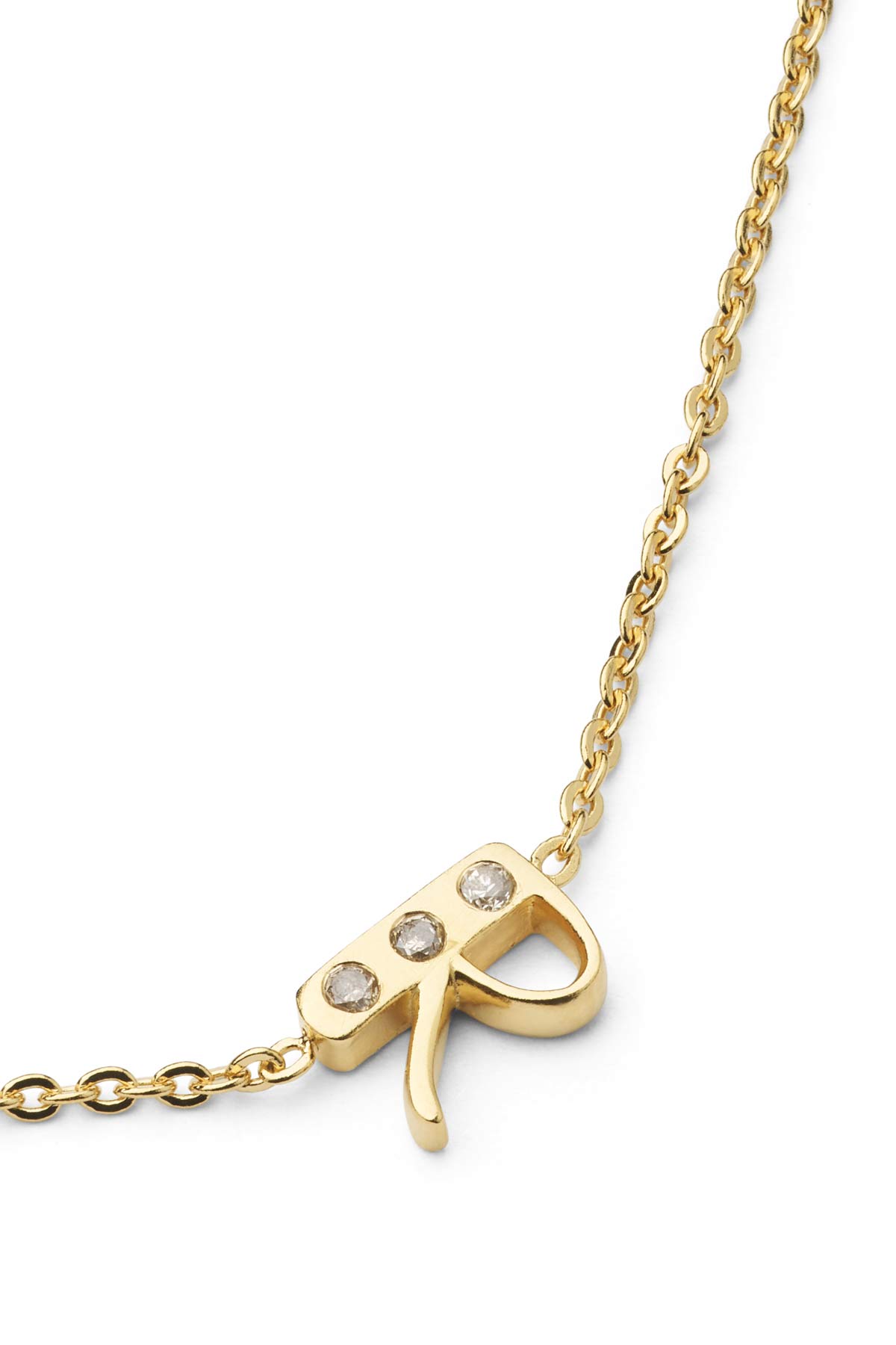 Diamond letter necklace - Rabens Momento I Gold w/ Champagne diamond