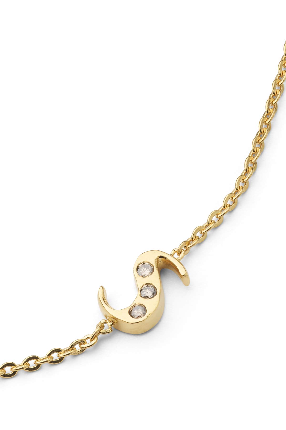 Diamond letter necklace - Rabens Momento I Gold w/ Champagne diamond