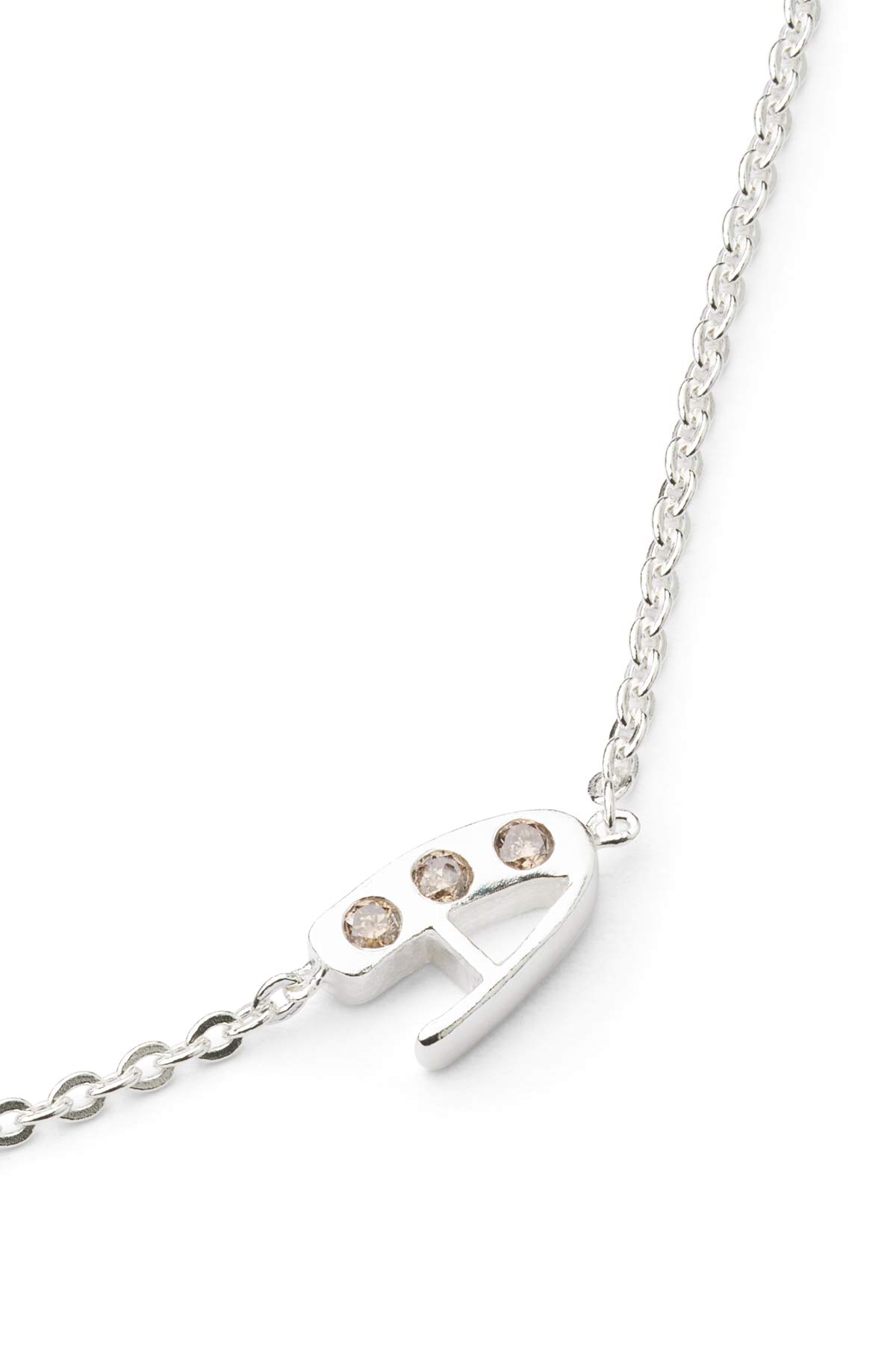 Diamond letter necklace - Rabens Momento I Silver w/ Champagne diamond