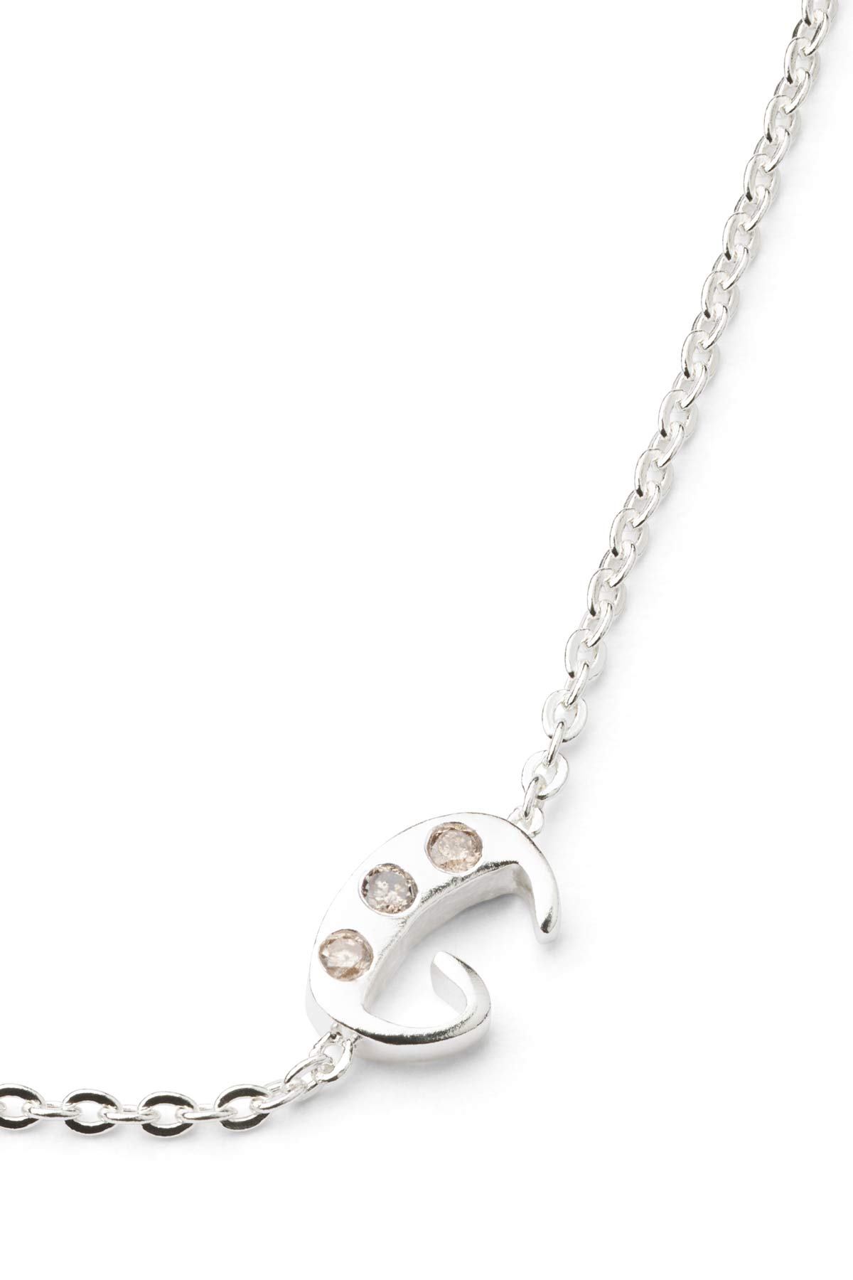 Diamond letter necklace - Rabens Momento I Silver w/ Champagne diamond