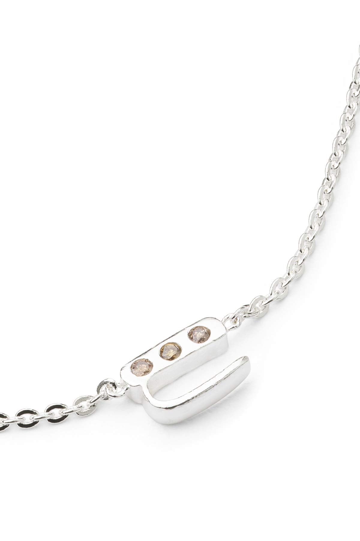 Diamond letter necklace - Rabens Momento I Silver w/ Champagne diamond