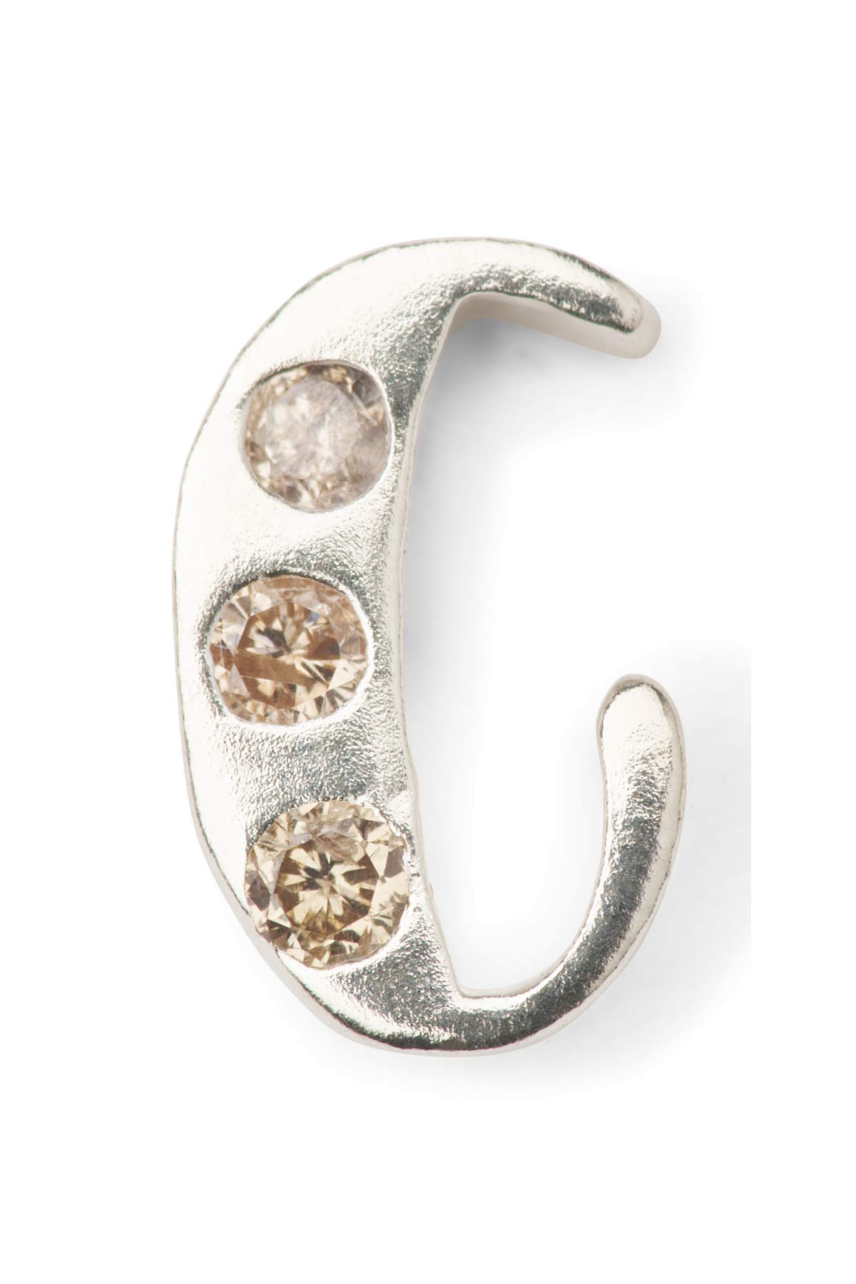 Diamond letter ear stud - Rabens Momento I Silver w/ Champaign diamond
