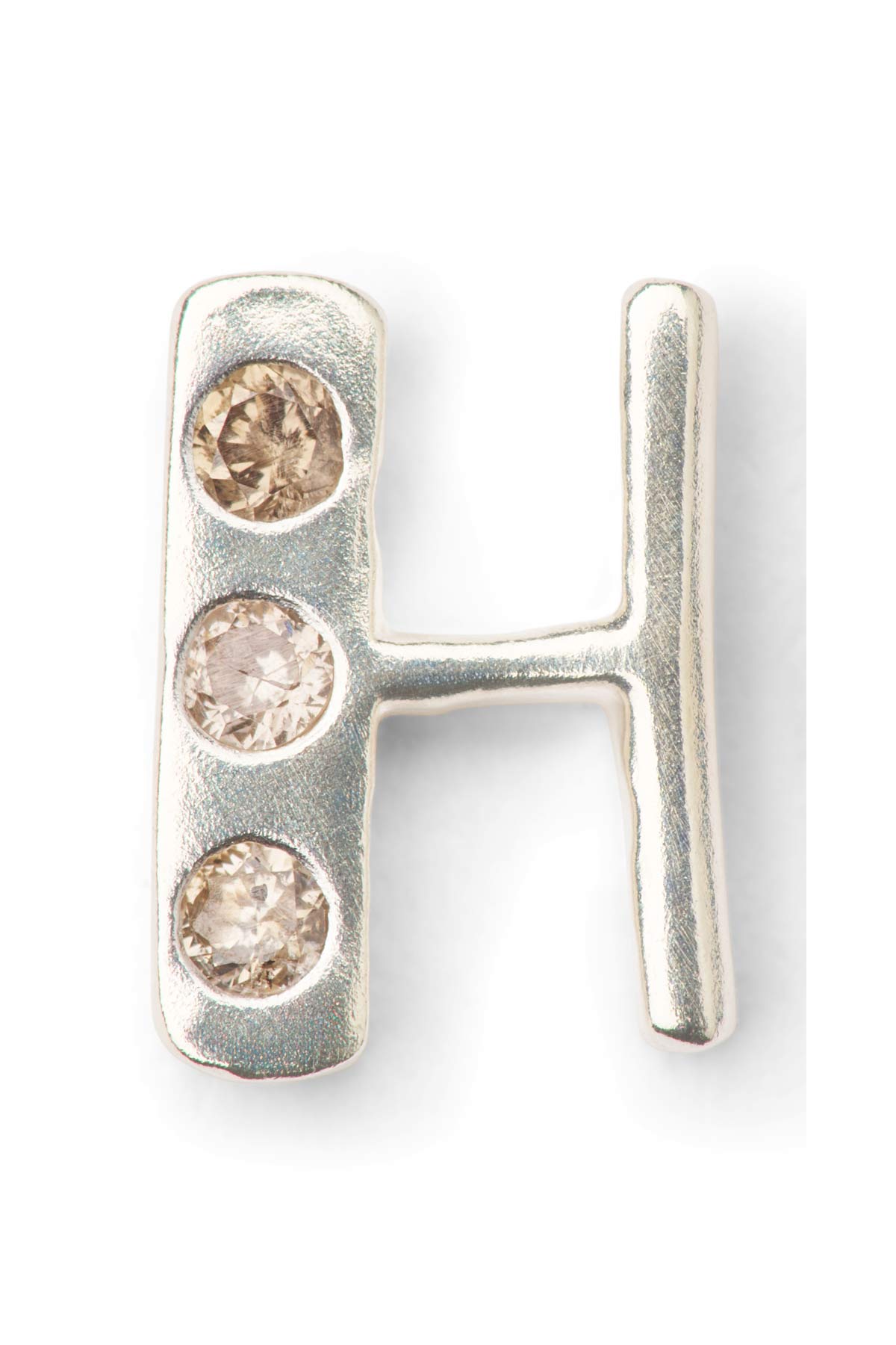 Diamond letter ear stud - Rabens Momento I Silver w/ Champaign diamond