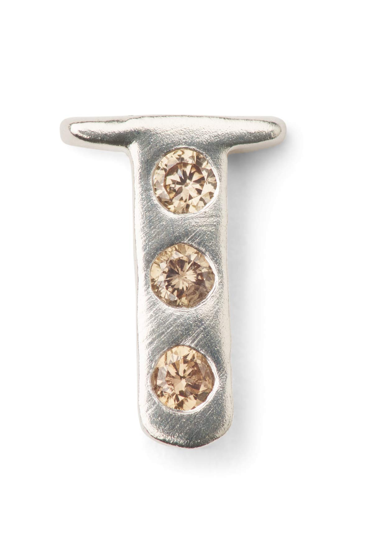 Diamond letter ear stud - Rabens Momento I Silver w/ Champaign diamond