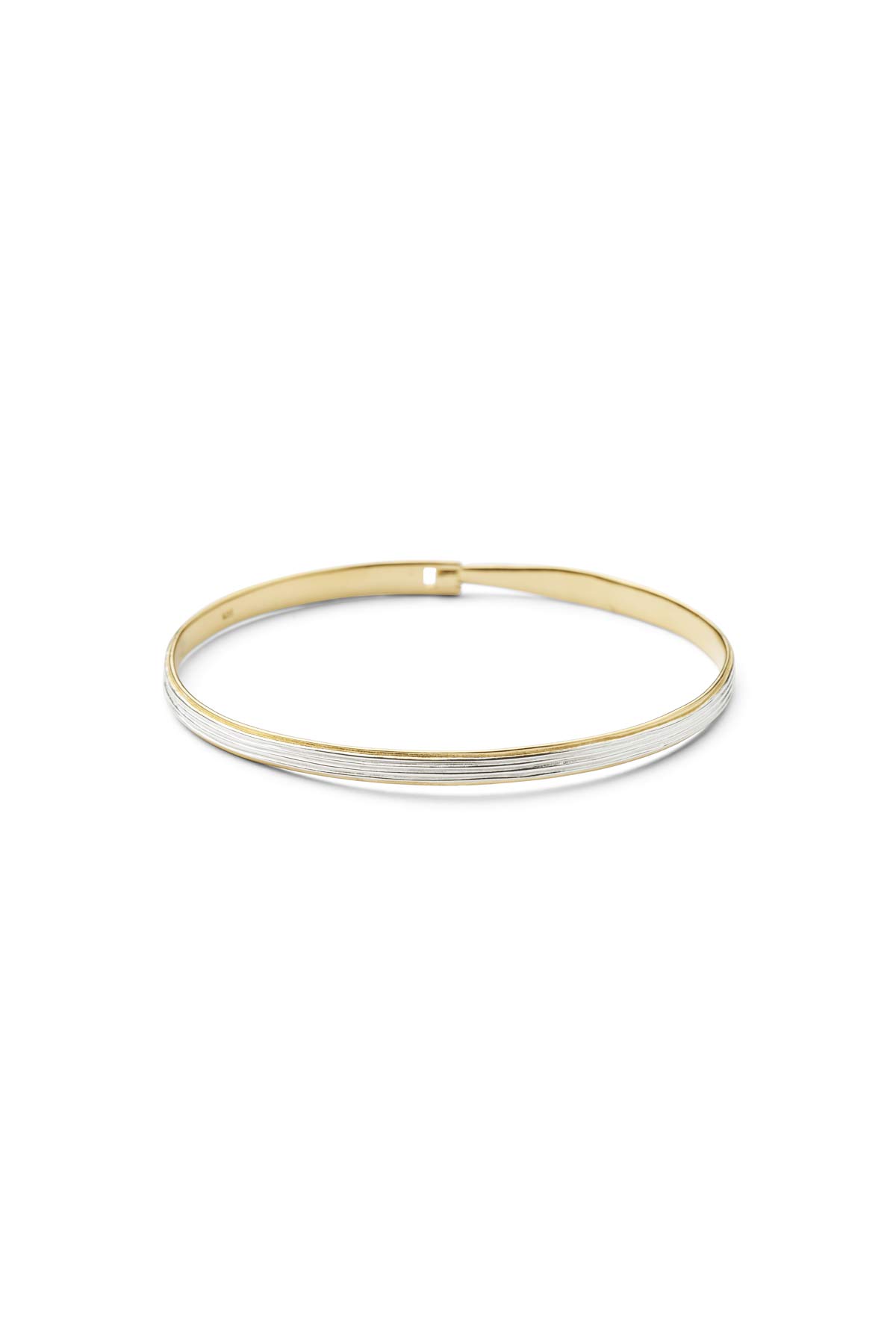 Slim hammered bracelet - Rabens Momento I Silver with Gold