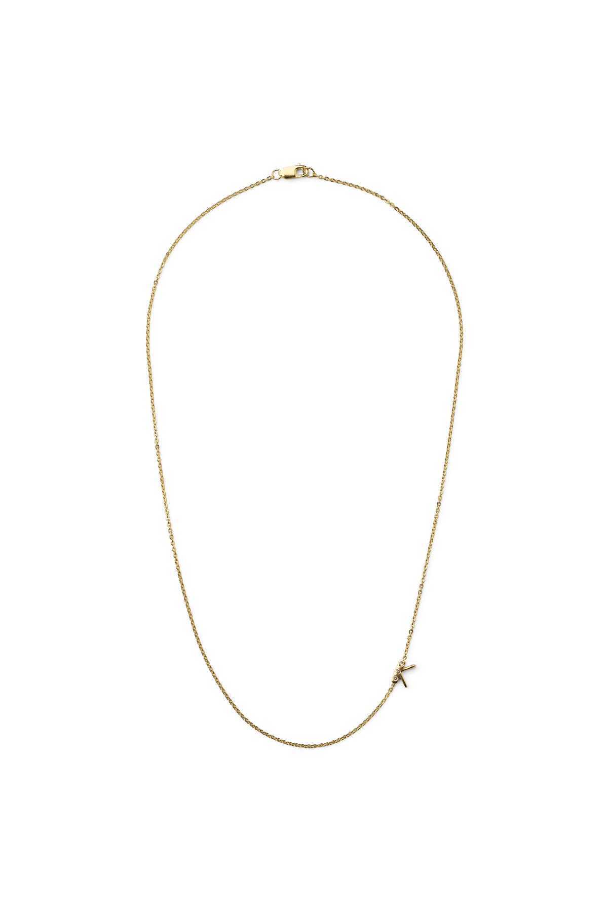 Diamond letter necklace - Rabens Momento I Gold w/ Champagne diamond