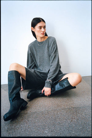 Dalani - Woolcash boxy sweater I Dark grey melange