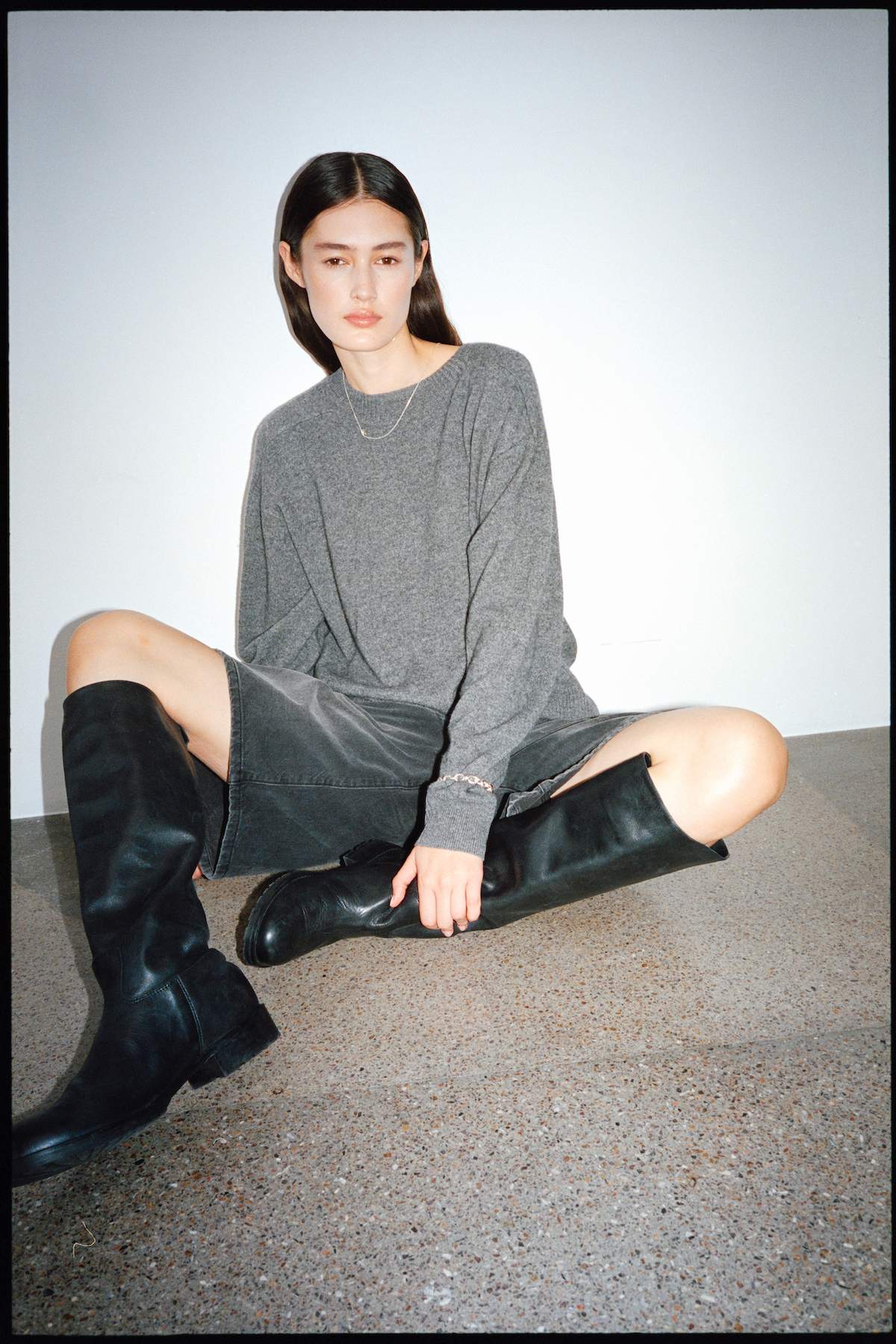 Dalani - Woolcash boxy sweater I Dark grey melange