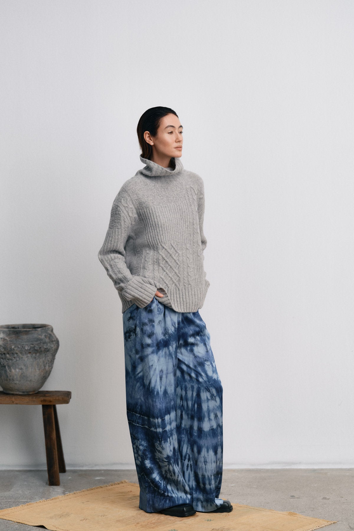 Briana - Lava pleat wide pants I Blue combo