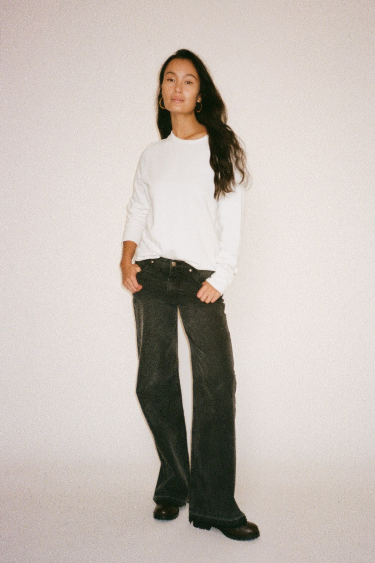 Denim black straight pants - Fellini I Washed black denim