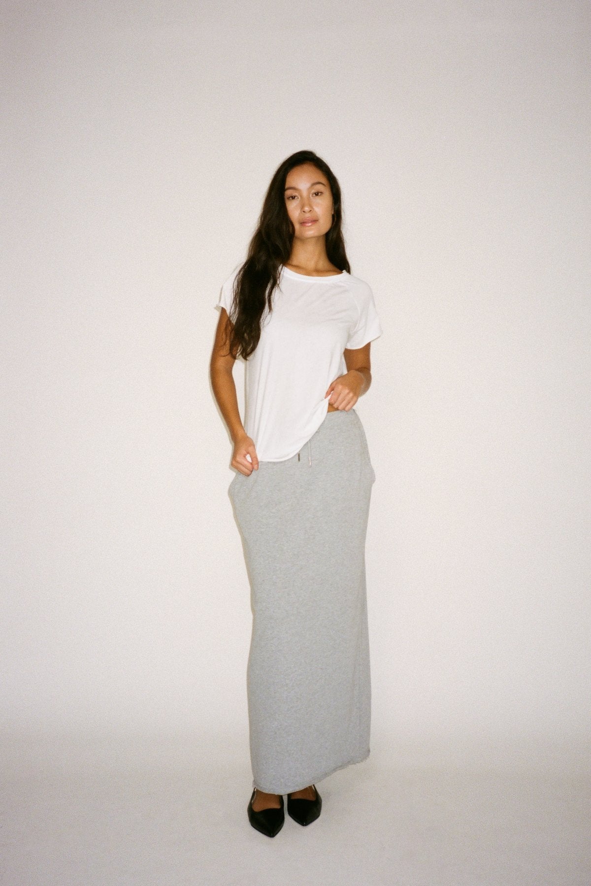 Light stretch long skirt - Hanni I Grey melange