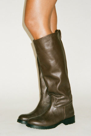 Leather riding boot - Marit I Dark Chocolate