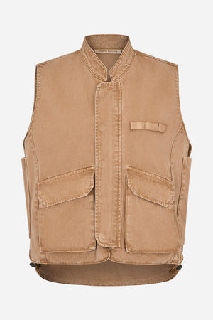 Beena - Canvas vest I Washed tobacco
