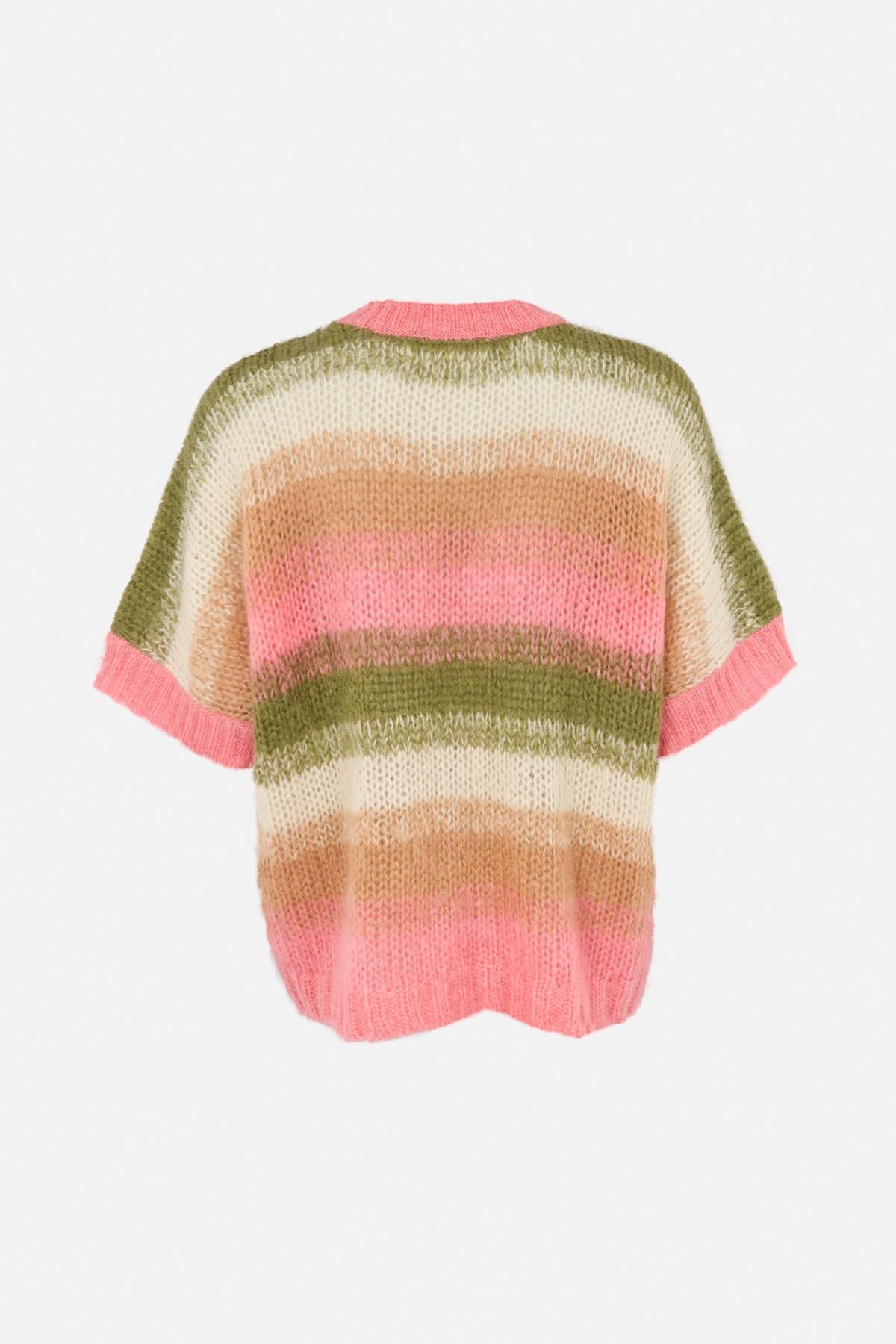 Maggi - Blurred yarn oversize t-shirt I Pink combo