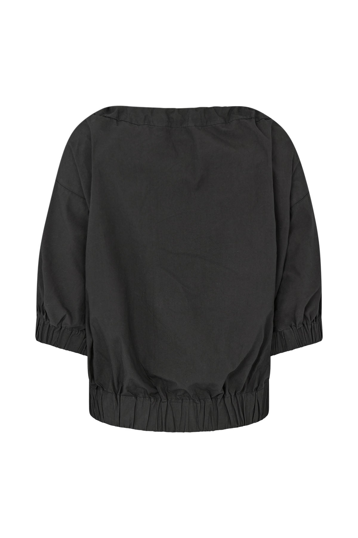 Ingefred - Poplin gathered top I Black