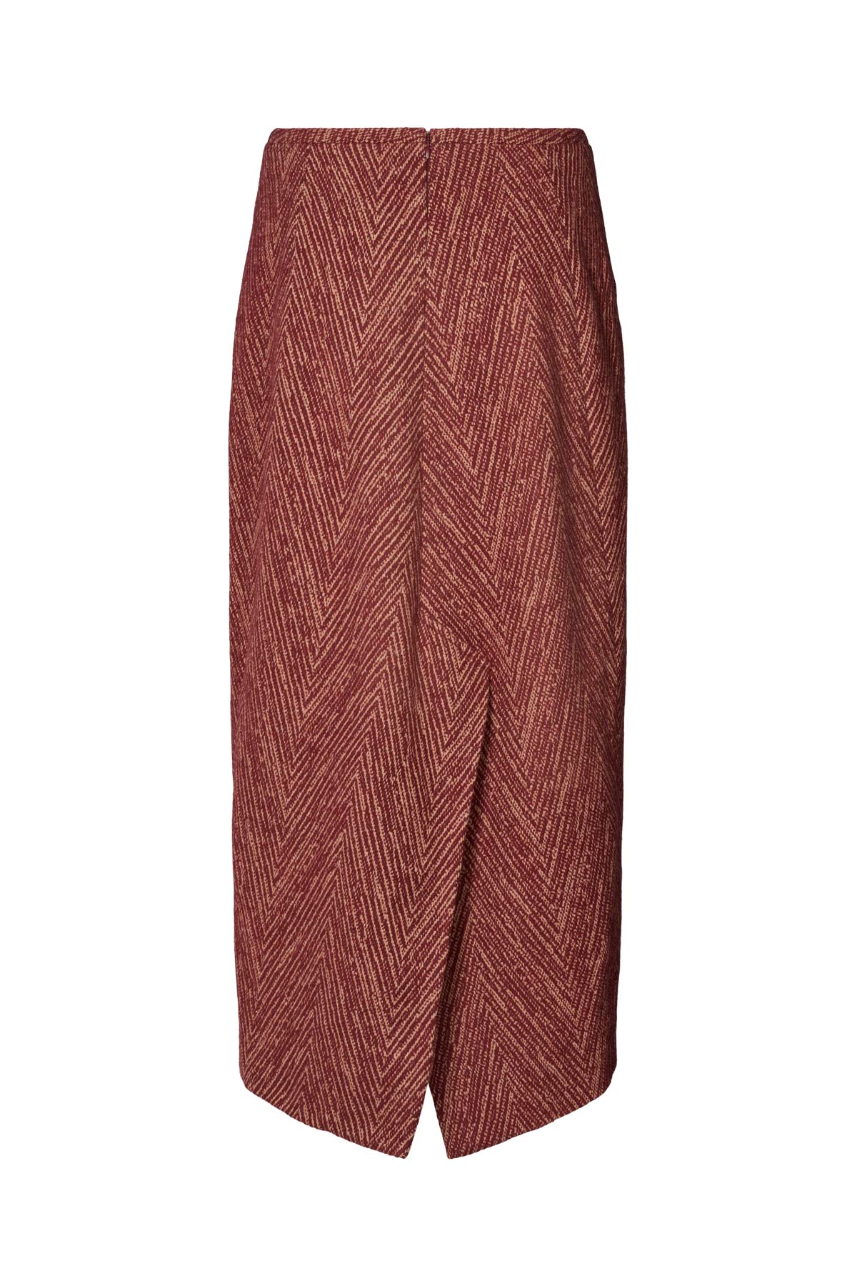Herringbone long skirt - Luzie I Burgundy combo